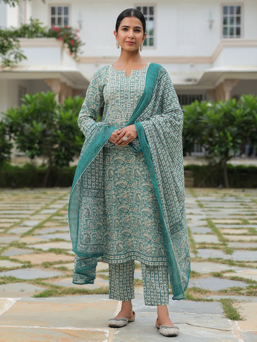 Cotton Voile Striped Green Dupatta