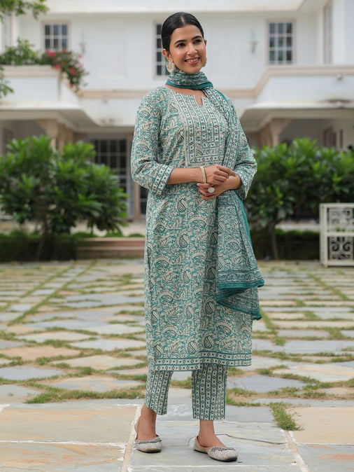 Cotton Voile Striped Green Dupatta