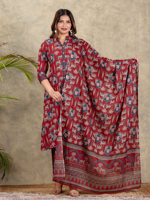 Cotton Voile Ajrakh Dupatta