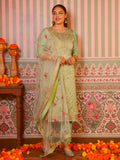 Embroidered Silk Jacquard Solid Mint Green Kurta, Bottom & Dupatta