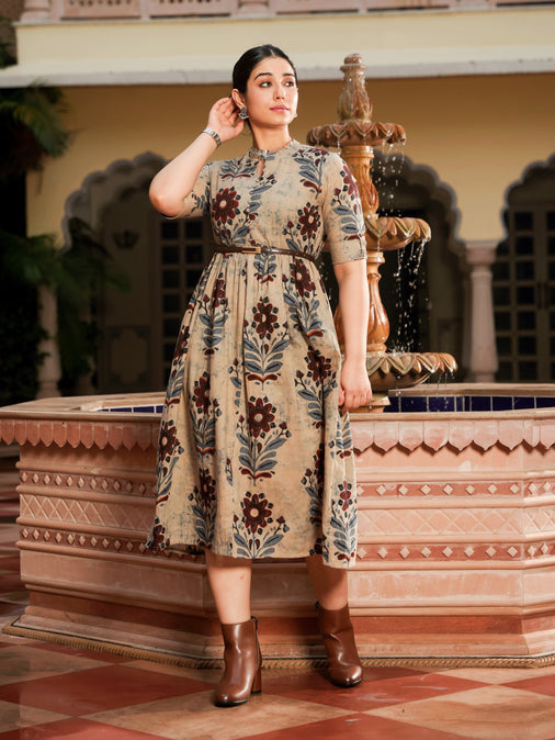 Cotton Floral grey dress