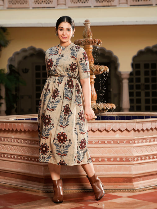 Cotton Floral grey dress