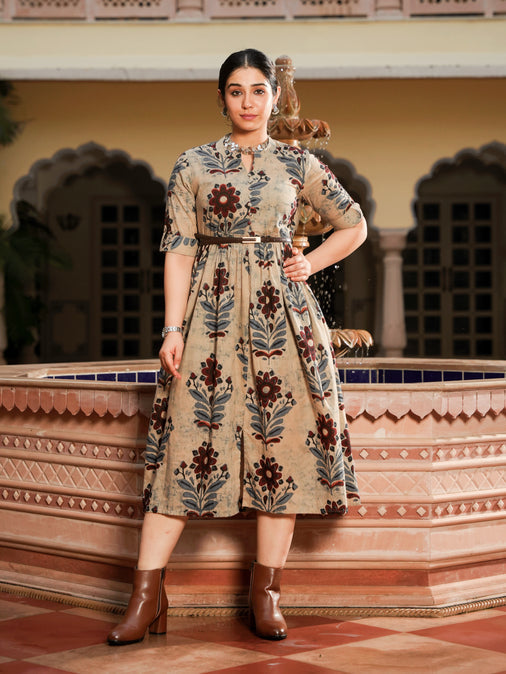 Cotton Floral grey dress