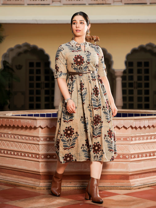 Cotton Floral grey dress