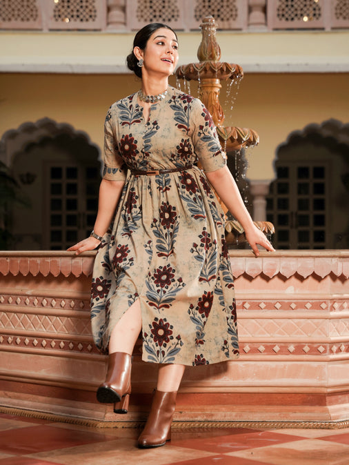 Cotton Floral grey dress